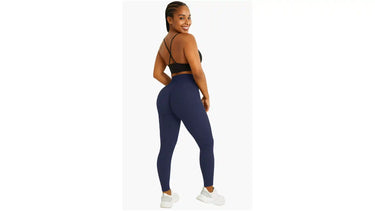 Legging de sport bleu turquoise pour femme – taille haute et tissu sculptant